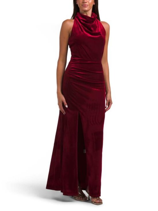 Taylor Dresses & Skirts - TAYLOR Velvet Cowl Neck Fit And Flare Dress